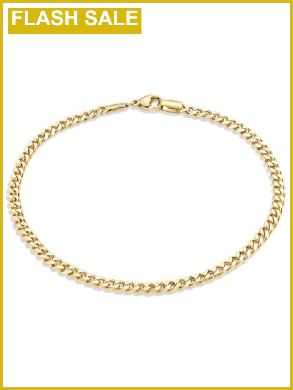 Gold Plated Cuban Link Anklet for Women, Waterproof Stainless Steel